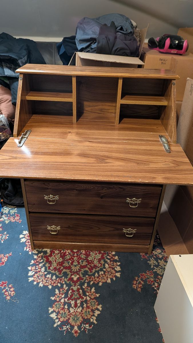 SPACE SAVER Wood Folding desk and dresser. It is very handy, especially for small rooms. Was used by daughter. 