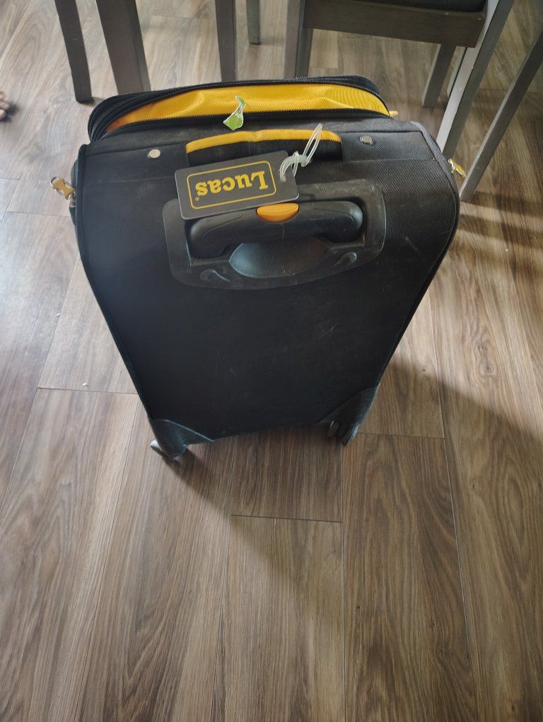 Lucas Black & Yellow Softside Carry-On Rolling Luggage - Expandable Travel Suitcase