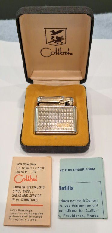Vintage Gold/Silver Colibri Monogas Lighter & Case