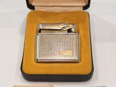 Vintage Gold/Silver Colibri Monogas Lighter & Case