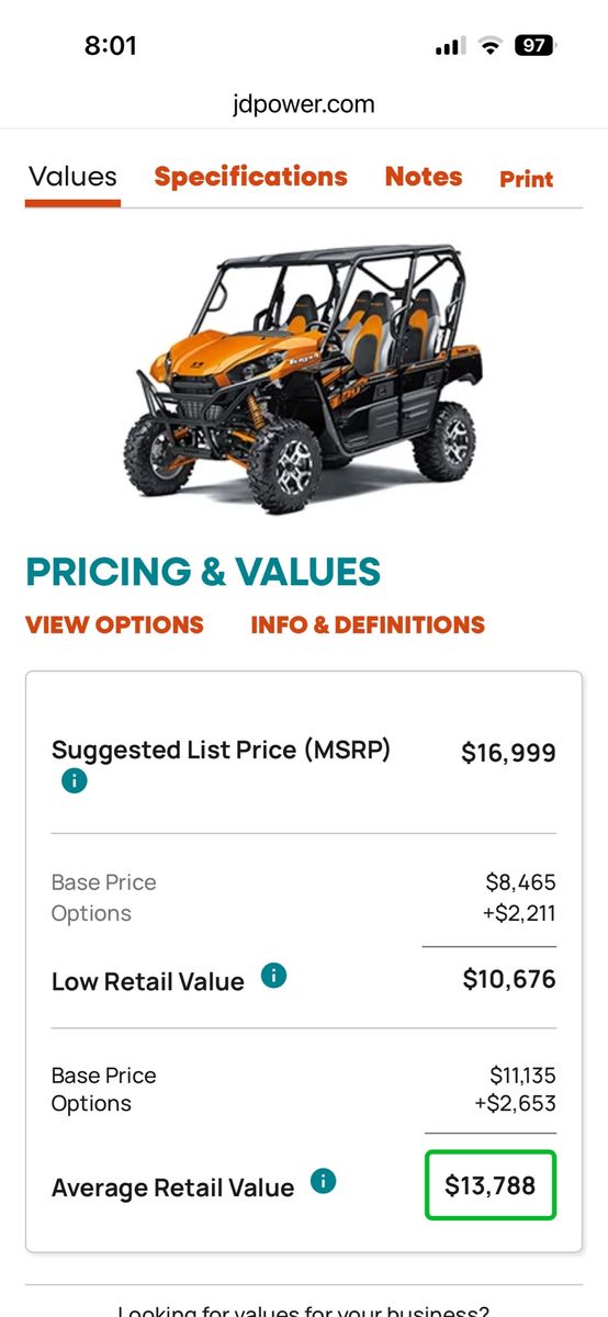 Kawasaki Teryx4 LE UTV - great for hunting