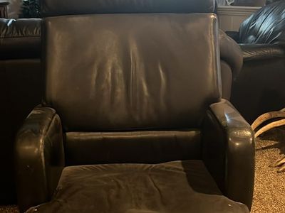 Black Leather Executive Office Desk Chair with Rolling Caster Base
