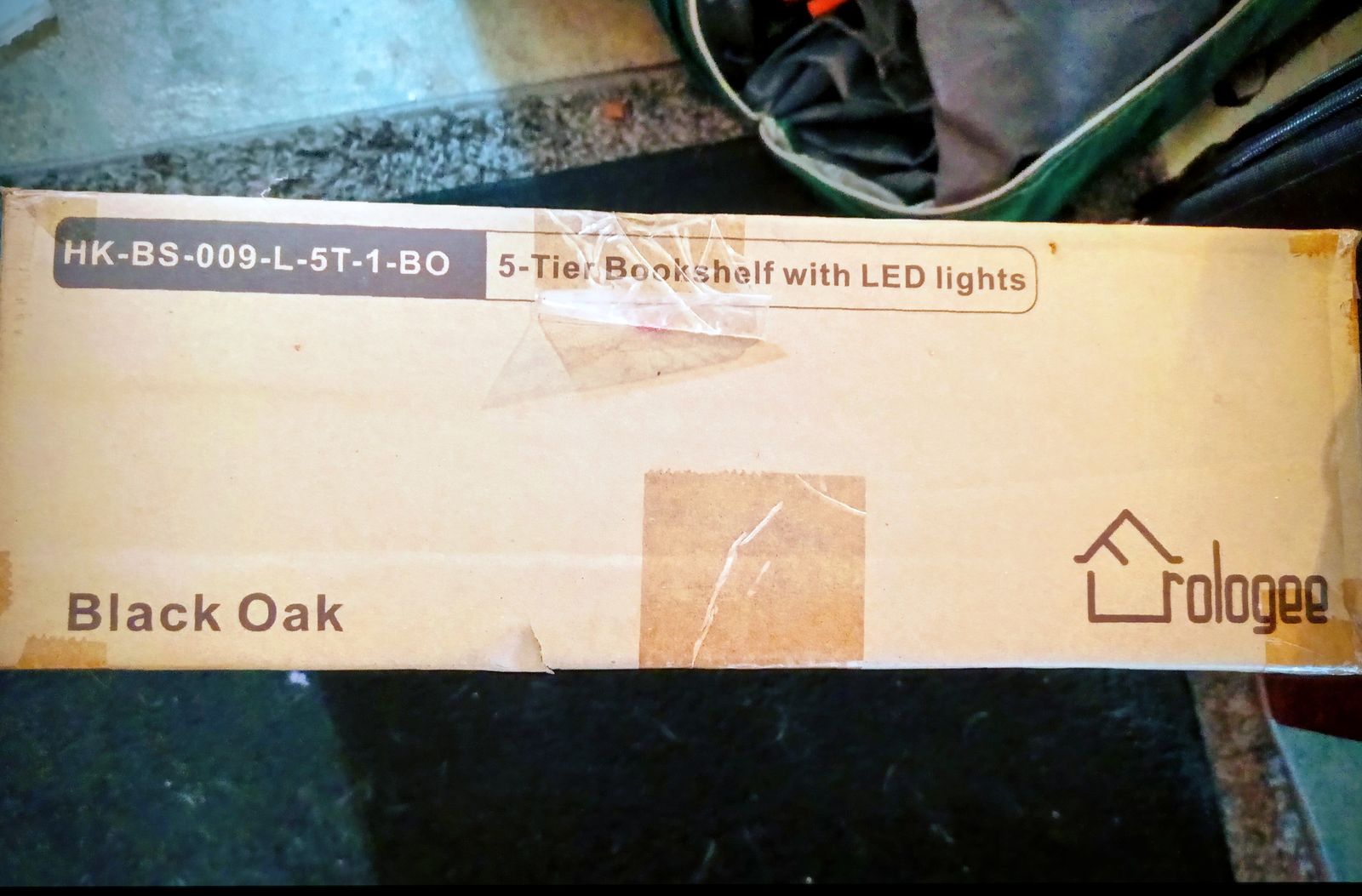 Furalogee 5 Tier Black Oak Shelf with LED lighting