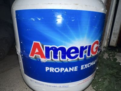 Empty 20lb propane tank, ready for refill or exchange.