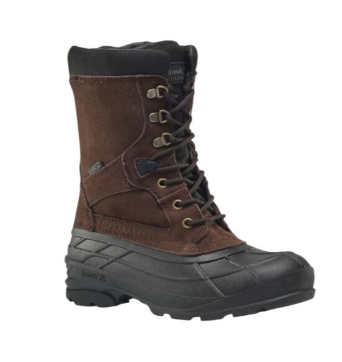 Kamik Nation Plus Waterproof Suede Insulated Winter Boot Men's 13 Brown Black