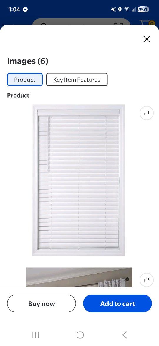 Better Home Garden Faux Wood Blinds 
White* Qty-6
34"W x 48"L