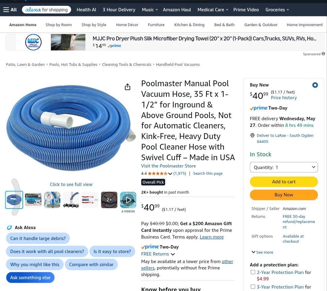 Vacuum Hose 1-1/2in x 35ft