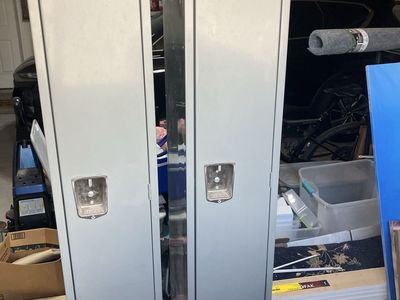 Two Metal Lockers - Gray, Tall Storage Cabinets