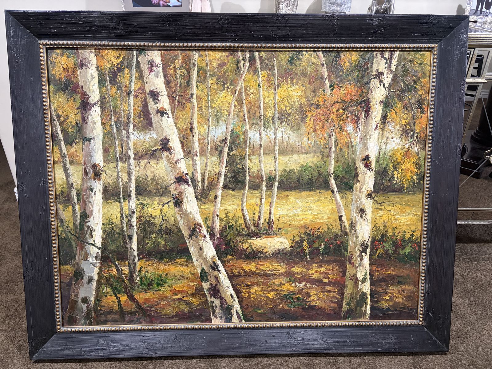 Beautiful, original fall landscape painting and frame.