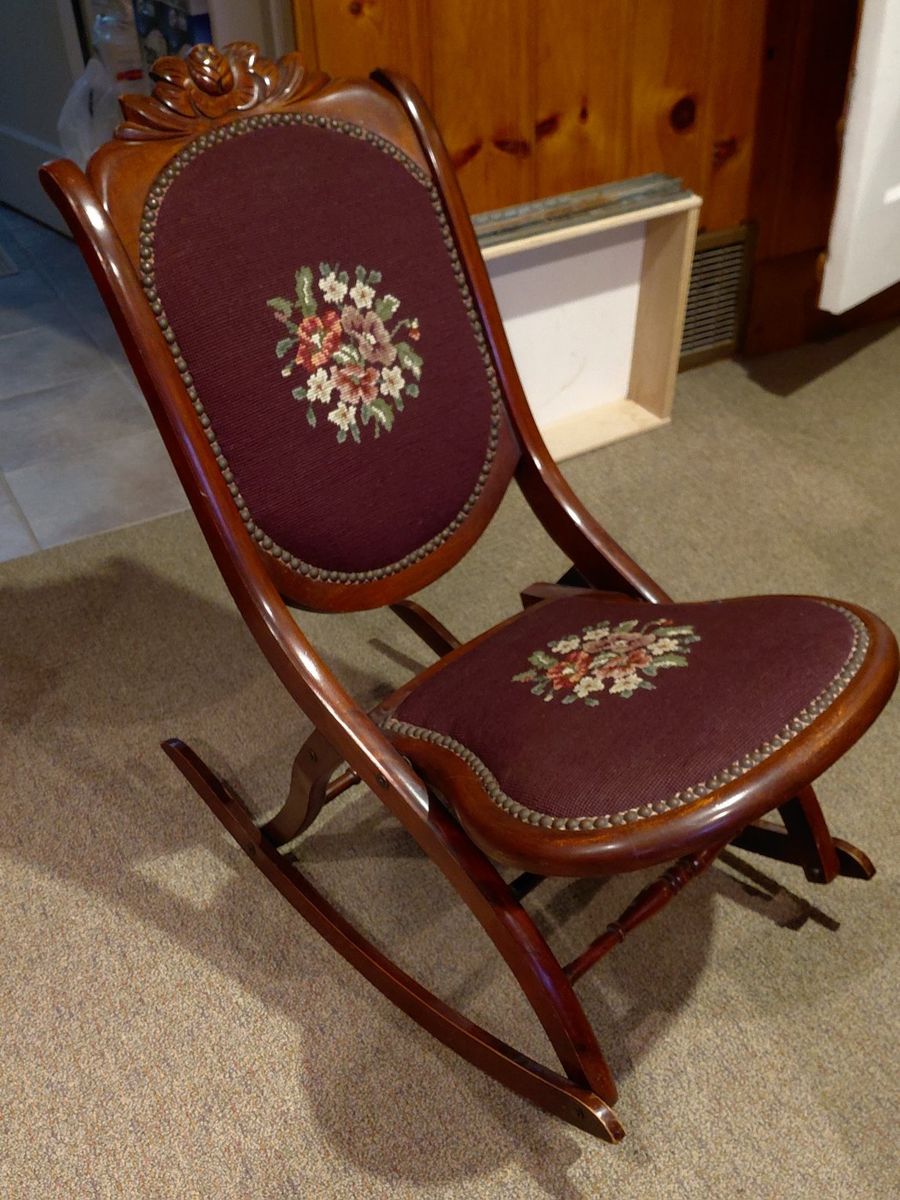 Antique Needlepoint Rocking Chair