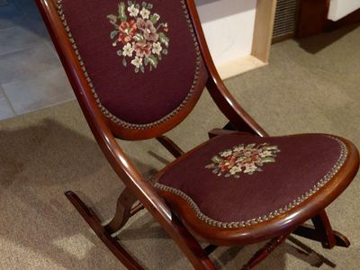 Antique Needlepoint Rocking Chair