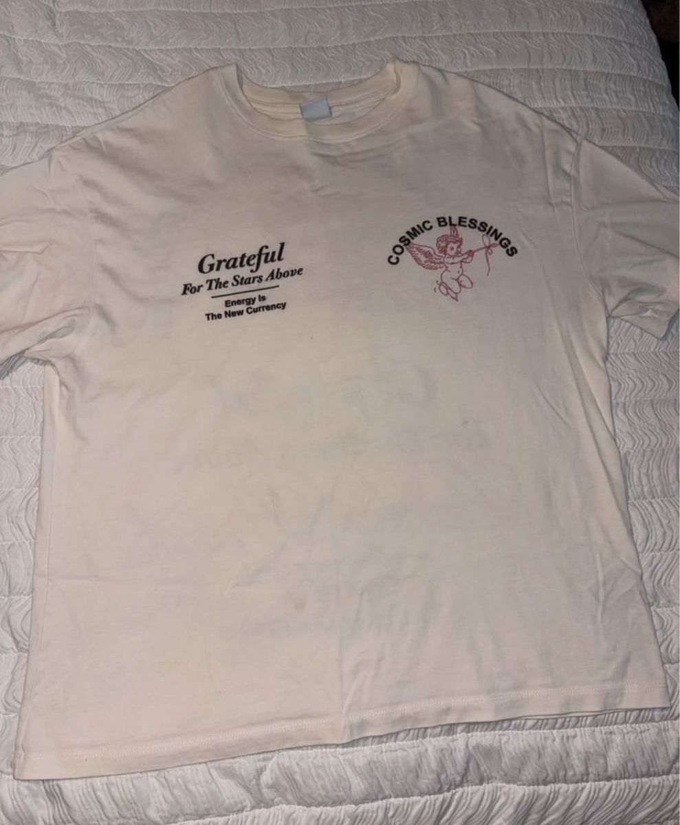Cosmic Blessings Graphic T-Shirt Off-White Cream Size L