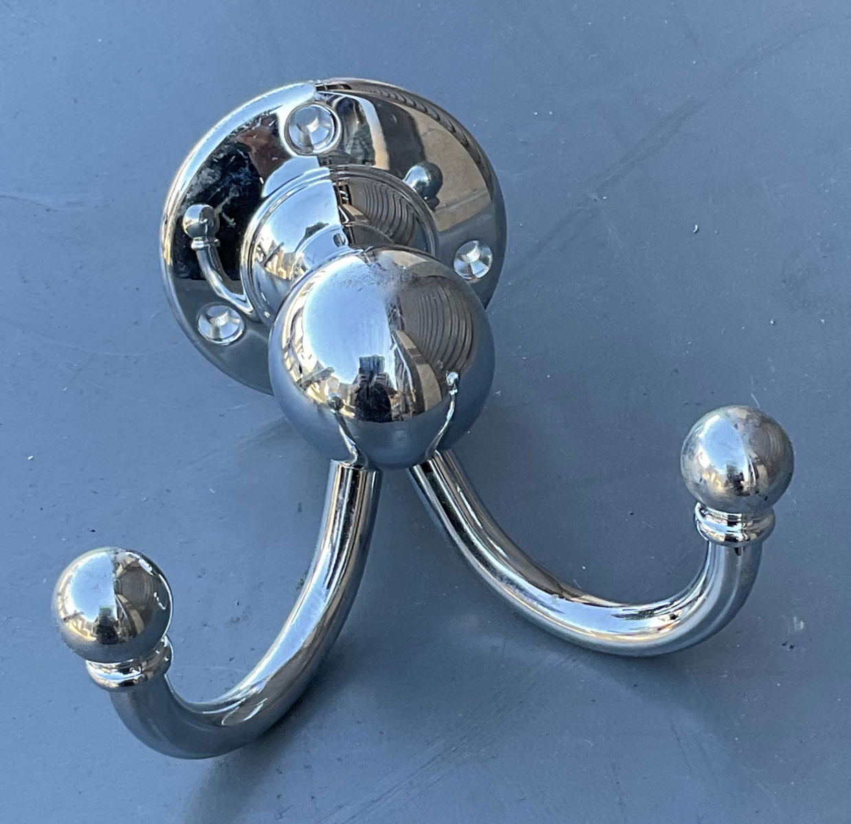 Vintage Style Chrome Double Wall Hook - Heavy Duty Dual Robe & Towel Hanger