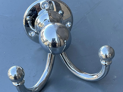 Vintage Style Chrome Double Wall Hook - Heavy Duty Dual Robe & Towel Hanger