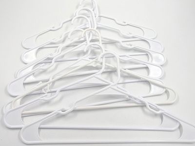 10 Pack White Plastic Clothes Hangers Standard Size Adult Garment Organizer