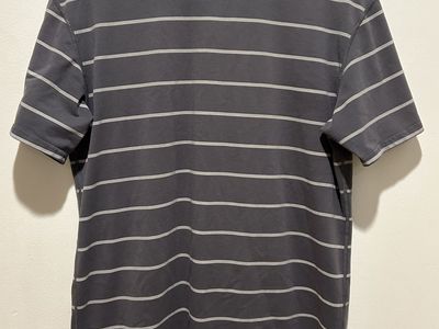 BYLT Drop Cut Lux Short Sleeve Grey Stripes Shirt