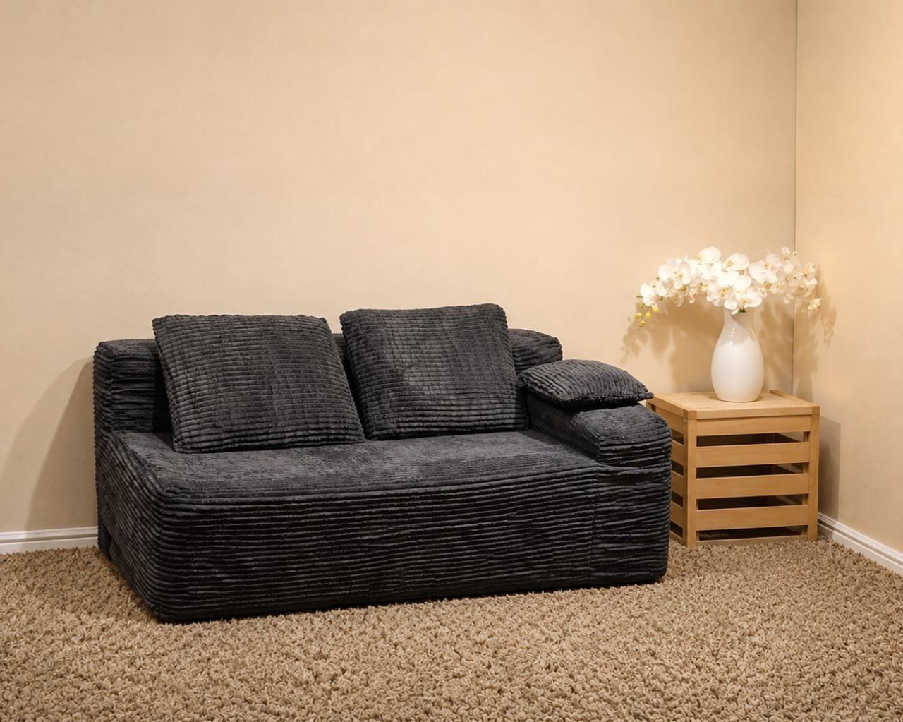 NEW Foam Sofa Modular Section / Armless Chair Piece Gray Corduroy 13×40×65 #232