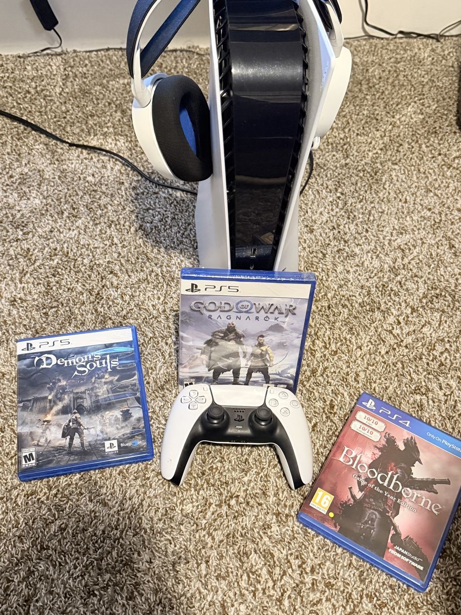 Sony PlayStation 5 PS5 Console Bundle with Controller, Pulse 3D Headset, and 3 Games