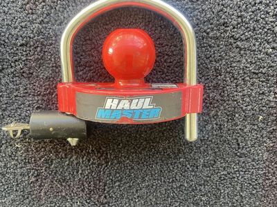 Haul Master Trailer Hitch Lock - Red Heavy-Duty Coupler Lock with Keys