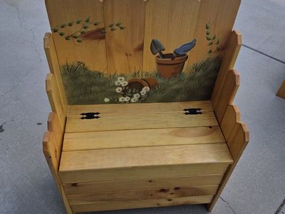 Hand-Painted Wooden Garden Bench with Storage - Kids/Entryway Decor