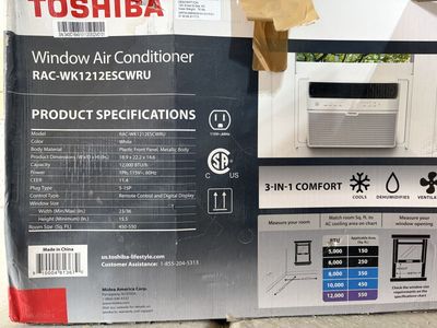 Toshiba RAC-WK1212ESCWRU 12,000 BTU Window Air Conditioner - 3-in-1 Comfort, White