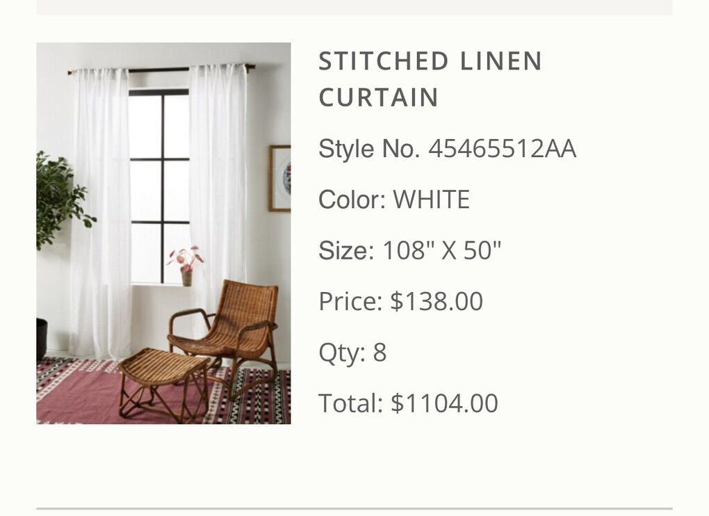 Anthropologie Linen Curtains - white- 108x50