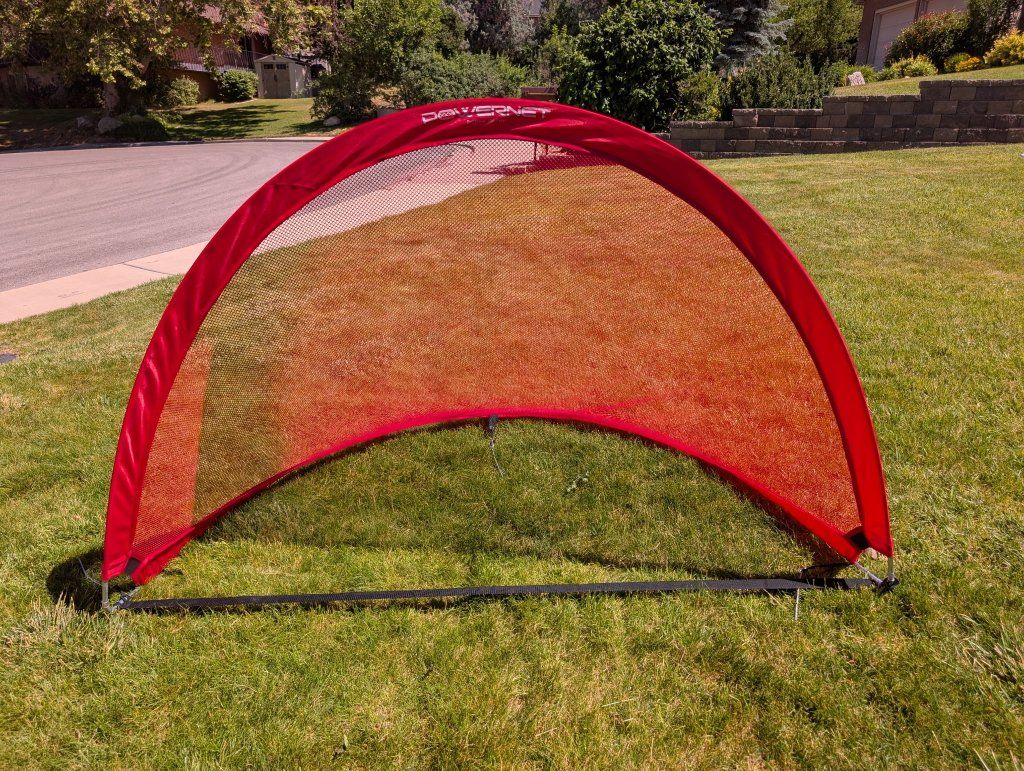 POWERNET Portable Soccer Goal Set - 2 Red Pop-Up Goals for Training & Play