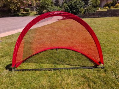 POWERNET Portable Soccer Goal Set - 2 Red Pop-Up Goals for Training & Play