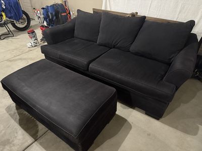 BLACK COUCH AND OTTOMAN