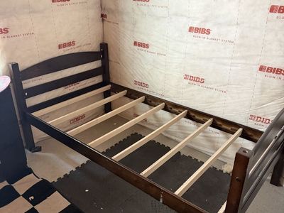 Dark Wood Twin Size Bed Frame with Slats