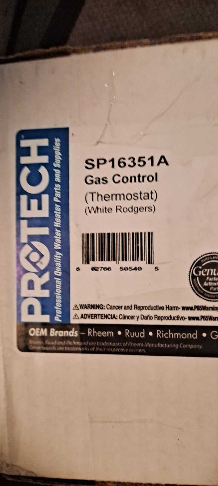 NEW IN BOX WHITE ROGERS GAS WATER HEATER CONTRON SP16351A .