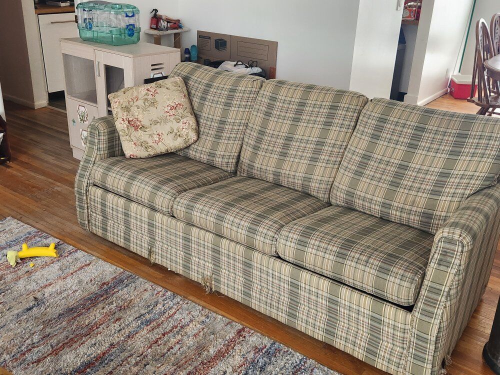 Free Khaki plaid  hide a bed couch