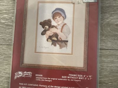 Needle Treasures "Brian" Crewel Embroidery Kit - Jan Hagara Design, 8"x10" Frame Size, New Old Stock