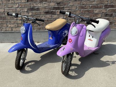 Two Razor Pocket Mod Electric Scooters/ Mopeds