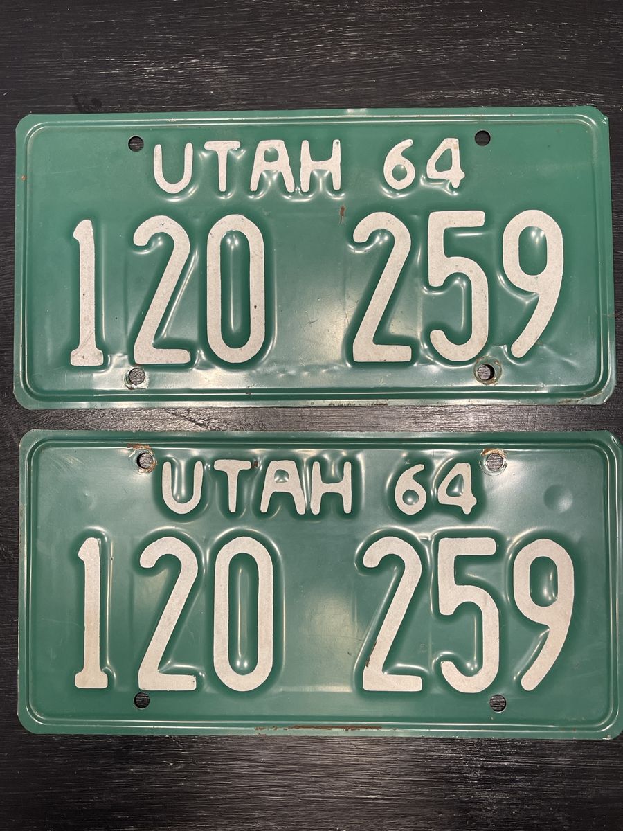 1964 Utah License Plates - Pair - DMV Ok