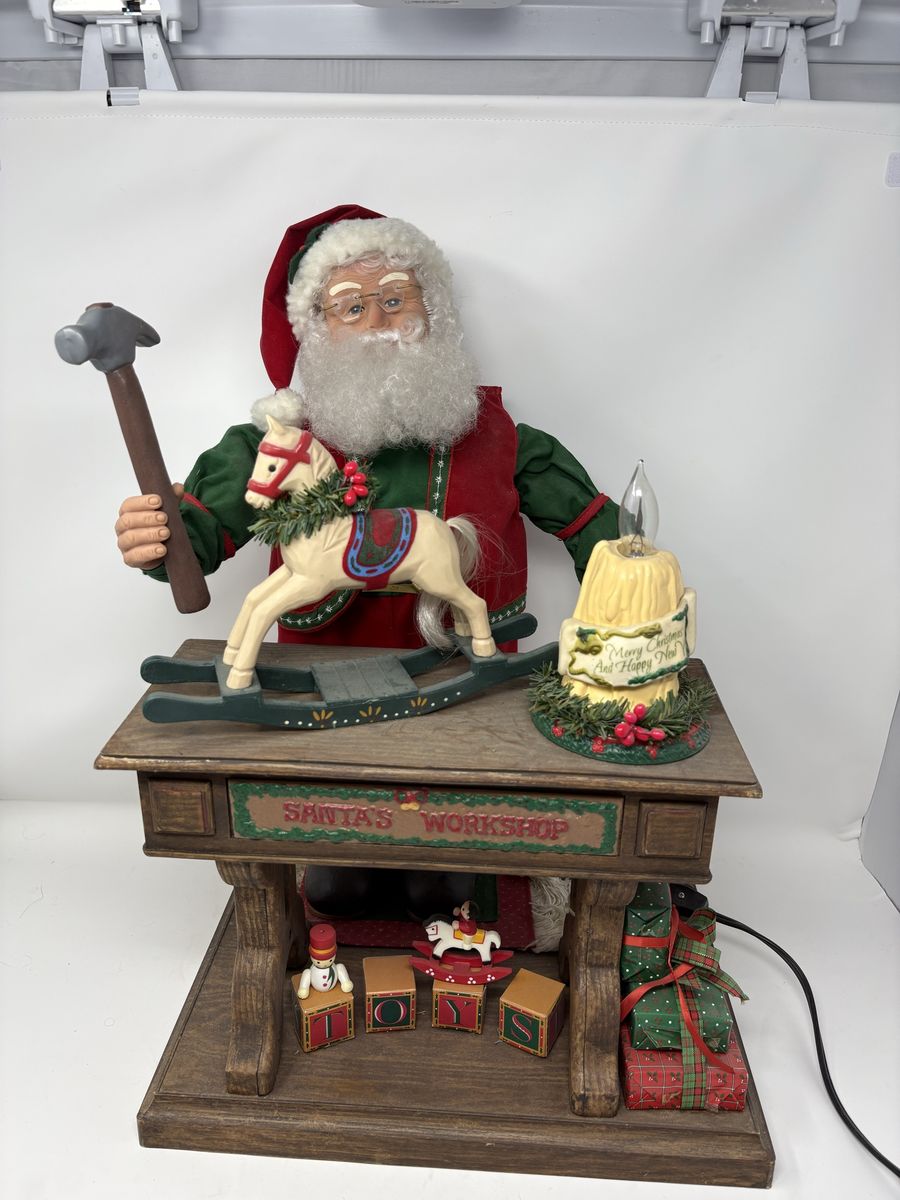 Vintage 1990s Holiday Creations Animated Santa Workshop