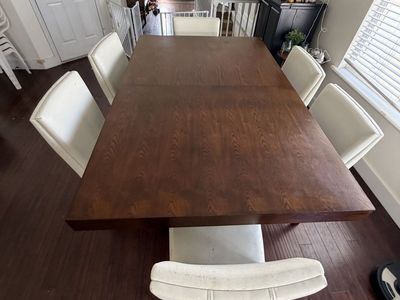 Solid Wood Dining Table Set (6 Chairs) Expandable