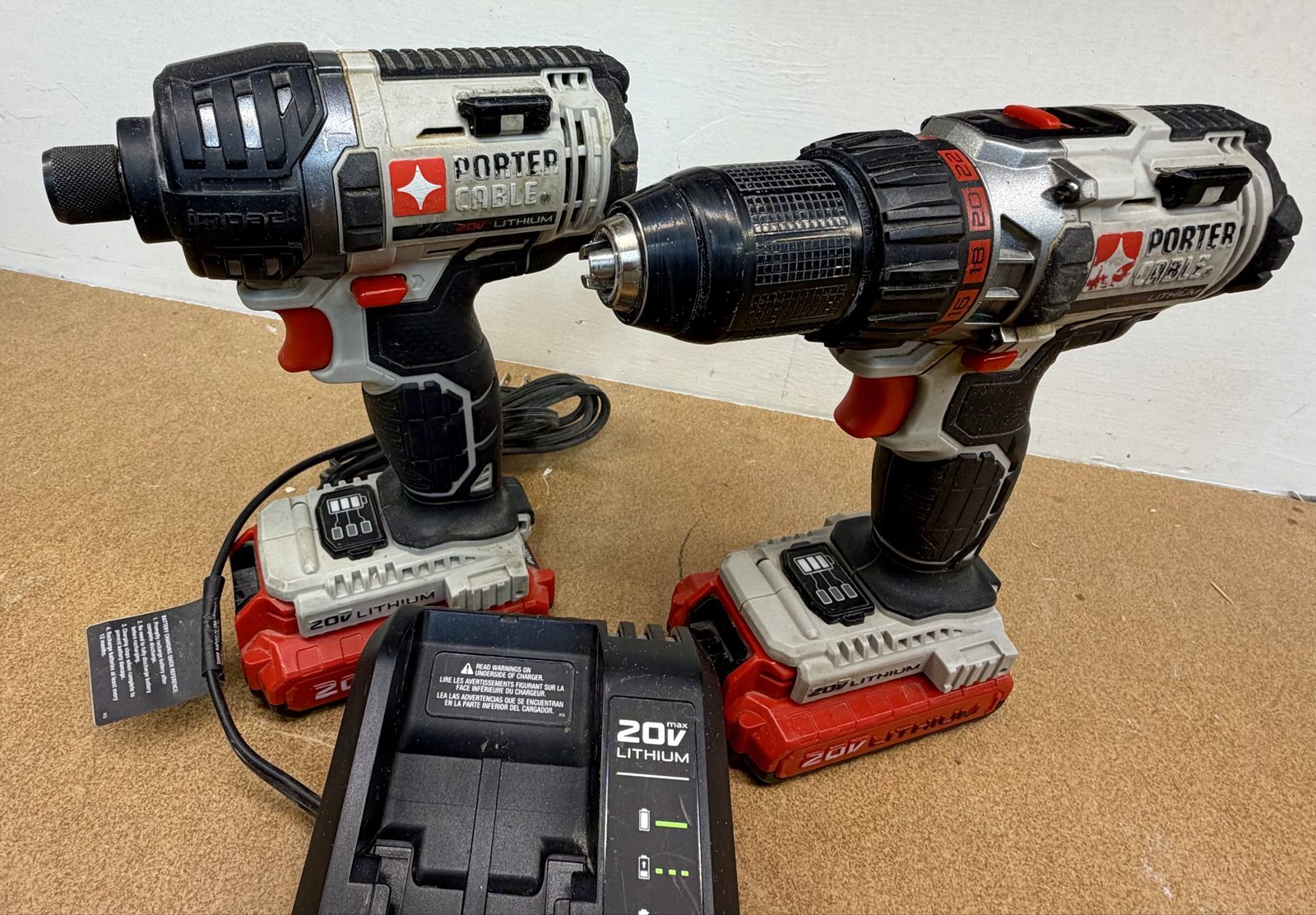 Porter‑Cable 20V Drill & Impact Driver Combo – 2 Batteries + Charger