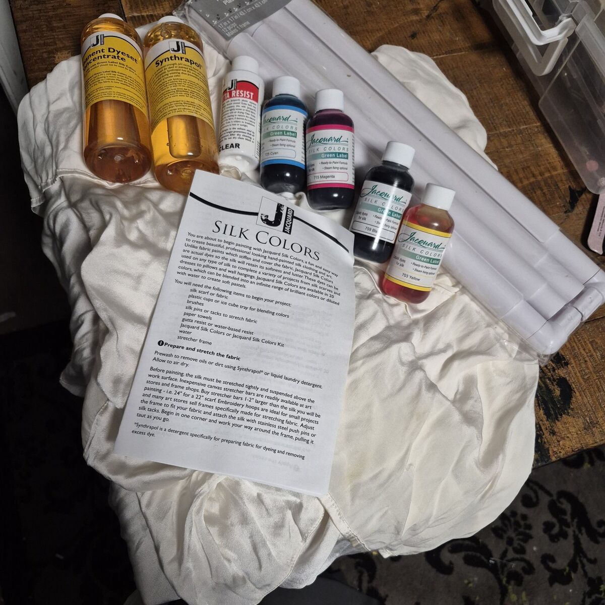 silk painting supplies and large silk robe
