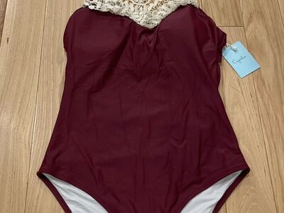 NWT Cupshe Halter Style Maroon Red Swimsuit Small
