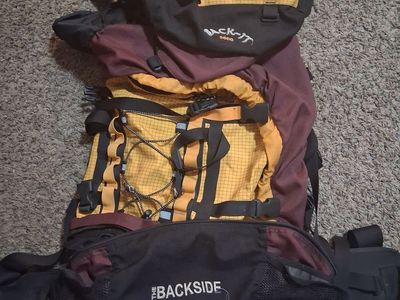 The Backside 5600 Backpacking Backpack Maroon Yellow Large Hiking Gear
