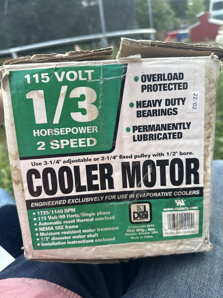 1/3 hp 2 speed cooler motor
