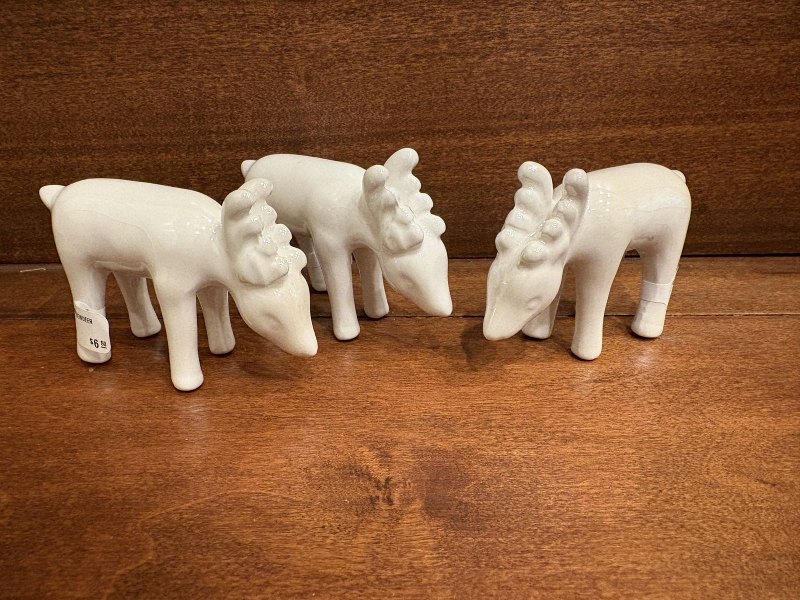 3 New Small White Ceramic Reindeer 