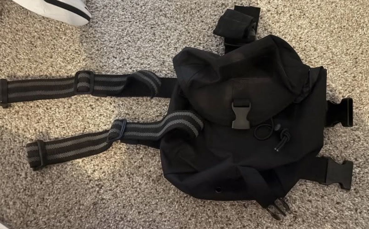 Black Tactical Drop Leg Pouch Bag with Adjustable Straps & MOLLE