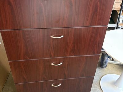 Lorell 4-Drawer Lateral File Cabinet - Mahogany