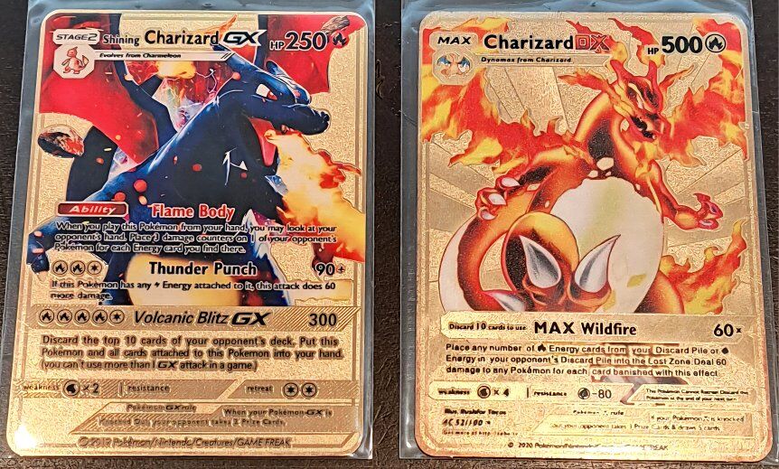 Gold Metal Pokémon Charizard DX & Charizard GX