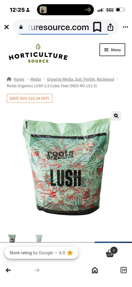 organic nutrient Potting MIx LUSH 1.5 Cubic Feet