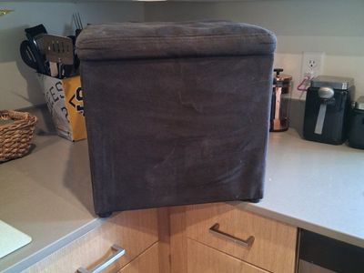 Black Fabric Storage Ottoman Footstool with Hinged Removable Lid