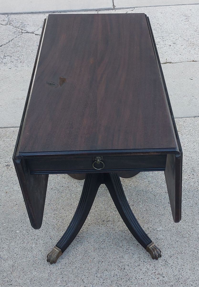 Mahogany Drop Leaf Table with Drawer