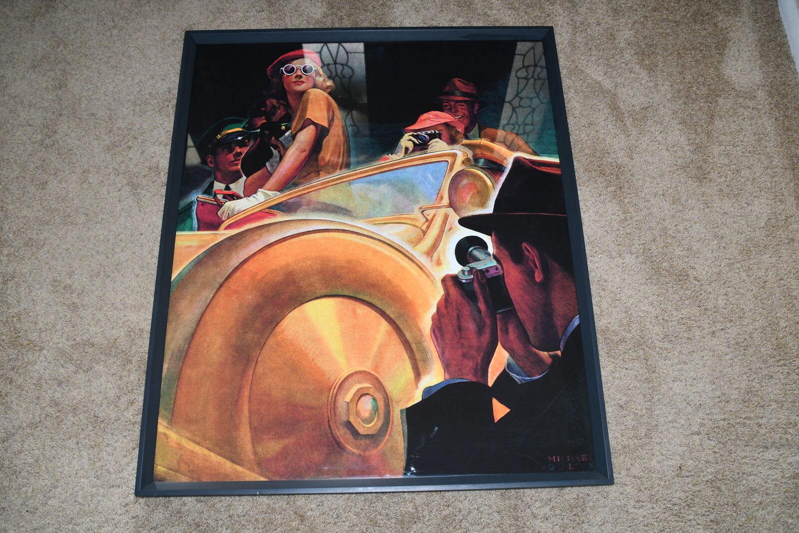 LARGE "MOVIE STAR PHOTO SHOOT" PICTURE ~ ERA 1940's ~ ART DECO ~ 30" x 36" FRAMED